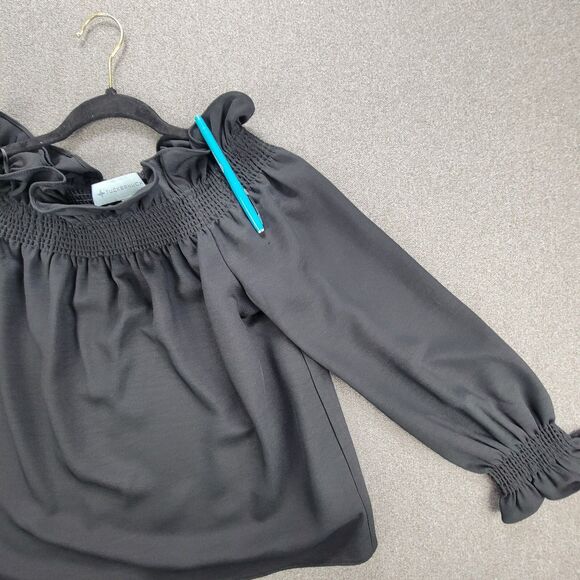 Tuckernuck XS Black Off the Shoulder Marguerite Ruffle Neckline Blouse *READ* - Picture 7 of 9